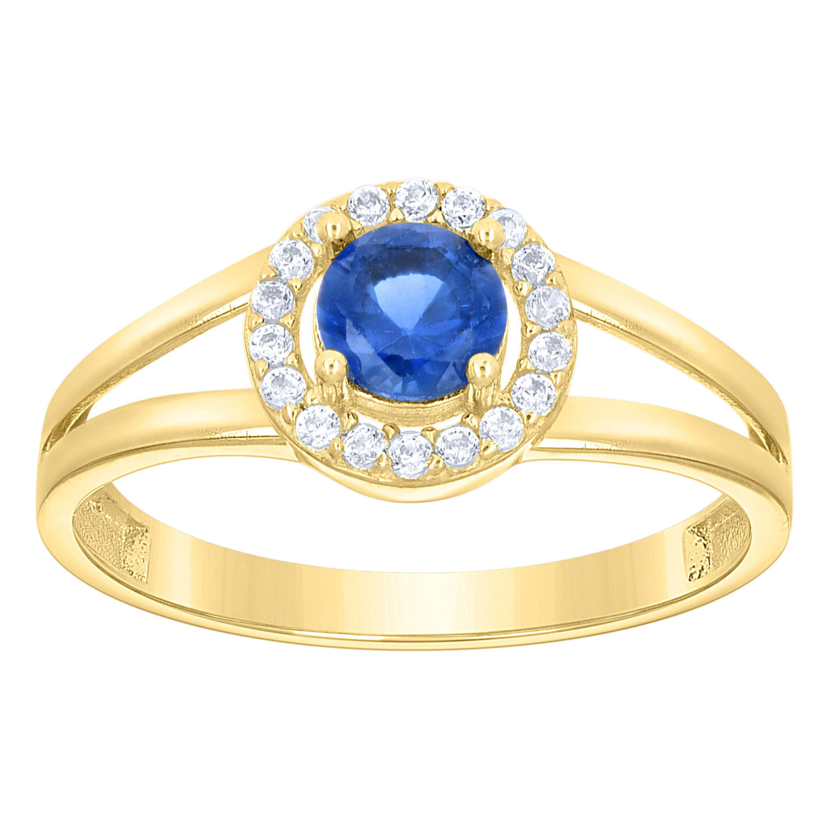 10K Yellow Gold Womens White Blue Cubic-Zirconia Fashion Birthstone Ring