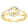 10K Yellow Gold Womens White Yellow Cubic-Zirconia Fashion Birthstone Ring