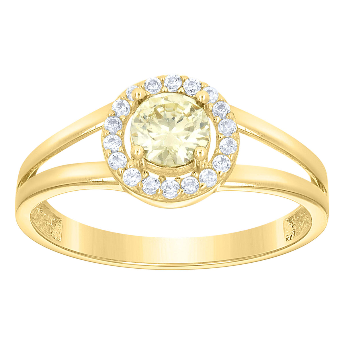 10K Yellow Gold Womens White Yellow Cubic-Zirconia Fashion Birthstone Ring