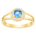 10K Yellow Gold Womens White Blue Cubic-Zirconia Fashion Birthstone Ring