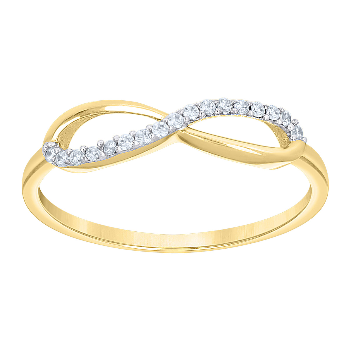 10K Two-tone Gold Women Cubic-Zirconia Infinity Love Ring