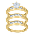10K Yellow Gold Round Princess-cut Cubic-Zirconia His & Hers Trio Ring Set