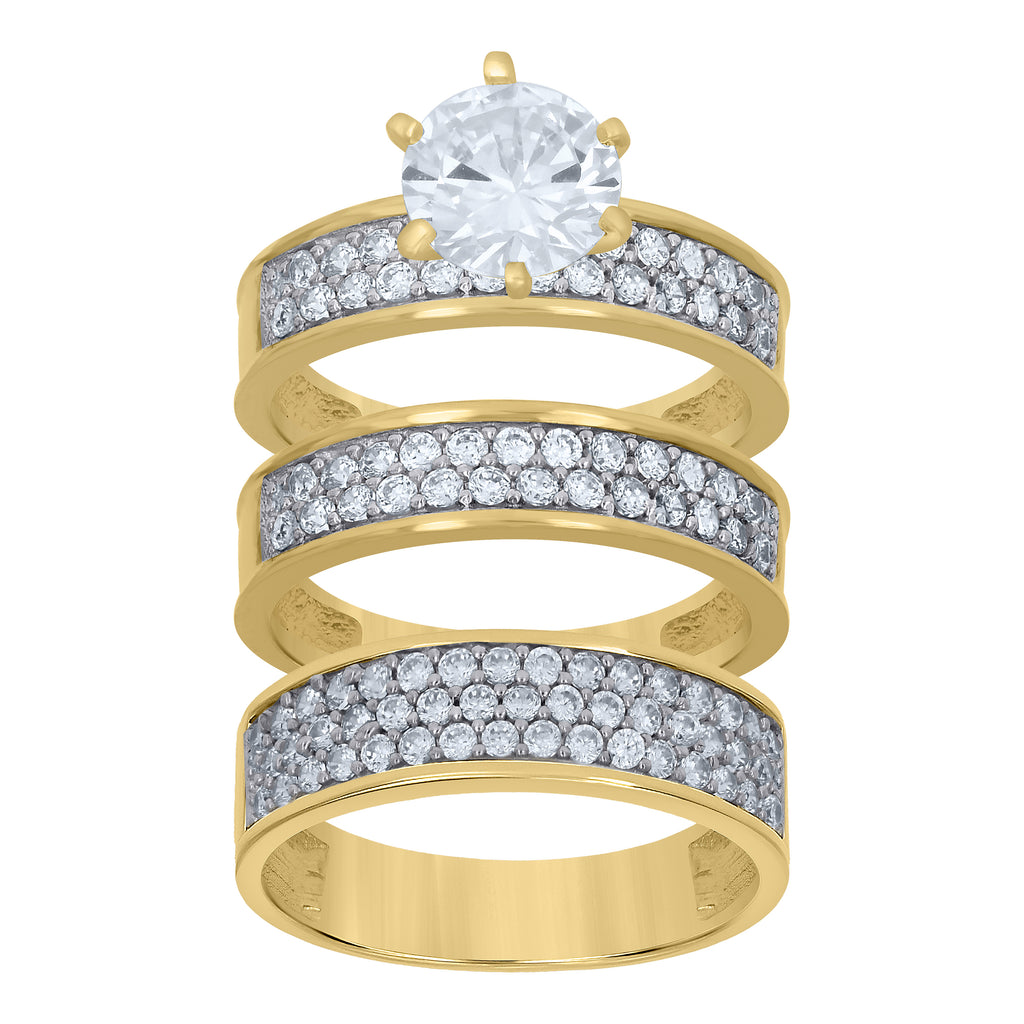 10K Two-tone Gold Cubic-Zirconia His & Hers Trio Ring Set