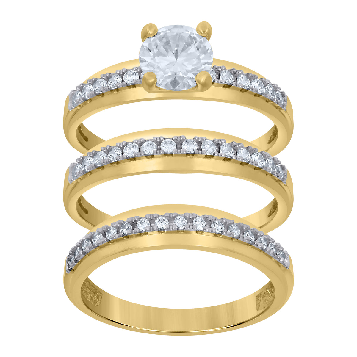 10K Two-tone Gold Cubic-Zirconia His & Hers Trio Ring Set