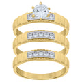 10K Two-tone Gold Cubic-Zirconia His & Hers Trio Ring Set