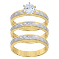 10K Two-tone Gold Cubic-Zirconia His & Hers Trio Ring Set