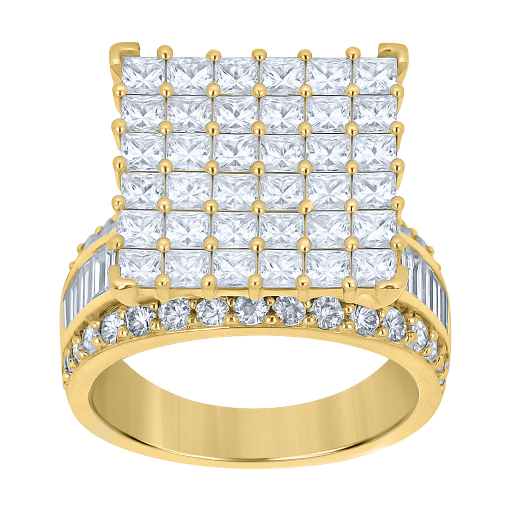 10K Yellow Gold Mens Princess-cut Baguette Cubic-Zirconia Square Head Pinky Ring
