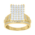 10K Yellow Gold Mens Princess-cut Cubic-Zirconia Square Head Pinky Ring