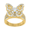 10K Yellow Gold Womens Marquise Baguette Cubic-Zirconia Butterfly Ring