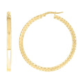 925 Sterling Silver Yellow-tone Womens Diamond-Cut Square Tube Hoop Earrings