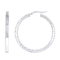 925 Sterling Silver Womens Diamond-Cut Square Tube Hoop Earrings