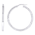 925 Sterling Silver Womens Diamond-Cut Square Tube Hoop Earrings