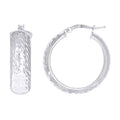925 Sterling Silver Womens Diamond-Cut Round Tube Hoop Earrings