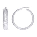 925 Sterling Silver Womens Diamond-Cut Round Tube Hoop Earrings