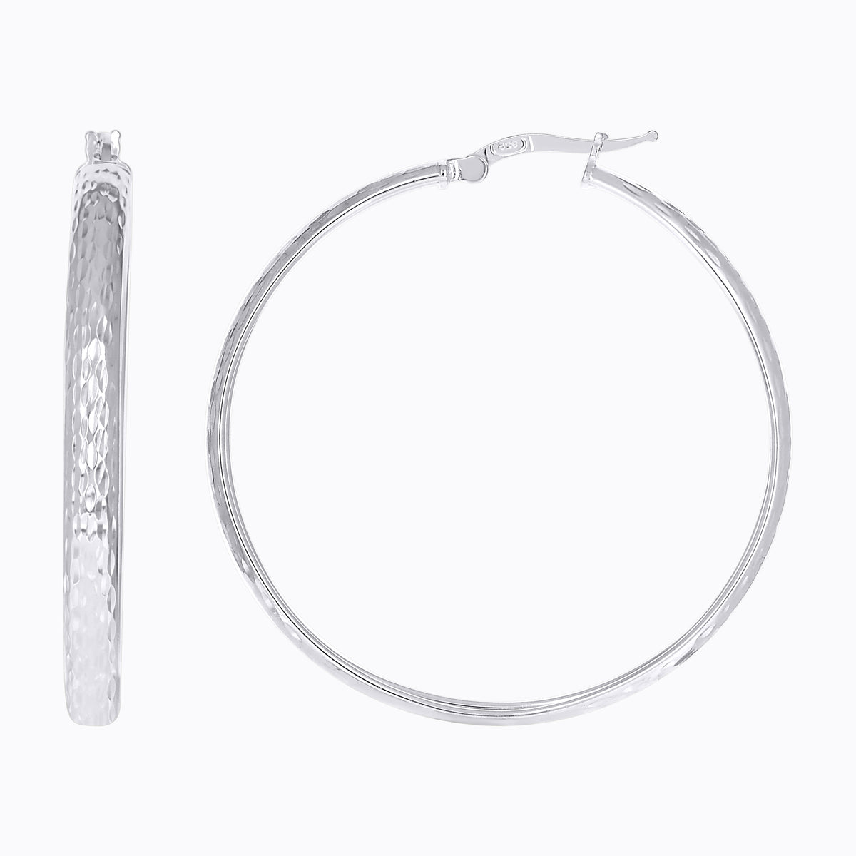 925 Sterling Silver Womens Diamond-Cut Round Tube Hoop Earrings