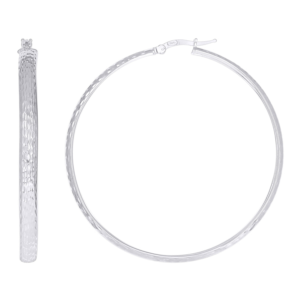 925 Sterling Silver Womens Diamond-Cut Round Tube Hoop Earrings