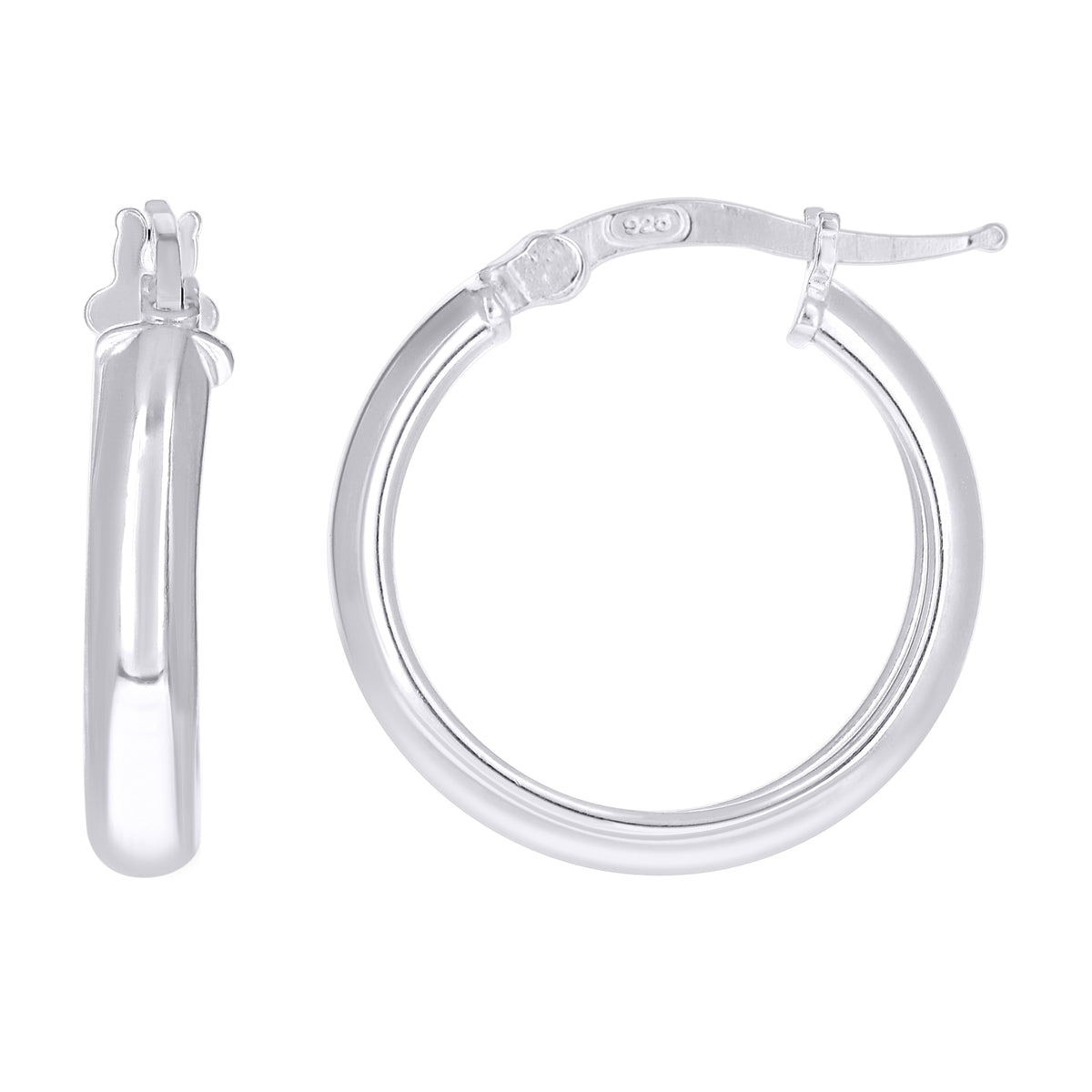 925 Sterling Silver Womens Round Tube Hoop Earrings