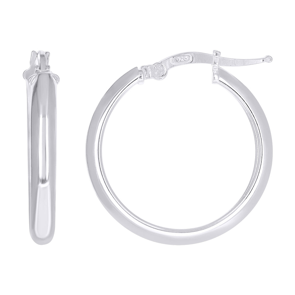 925 Sterling Silver Womens Round Tube Hoop Earrings