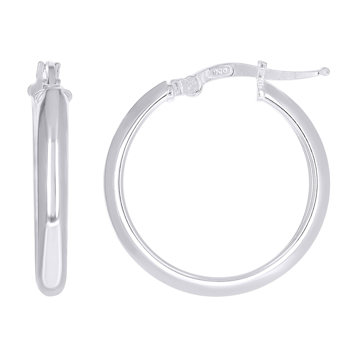925 Sterling Silver Womens Round Tube Hoop Earrings