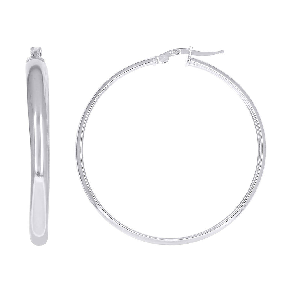 925 Sterling Silver Womens Round Tube Hoop Earrings