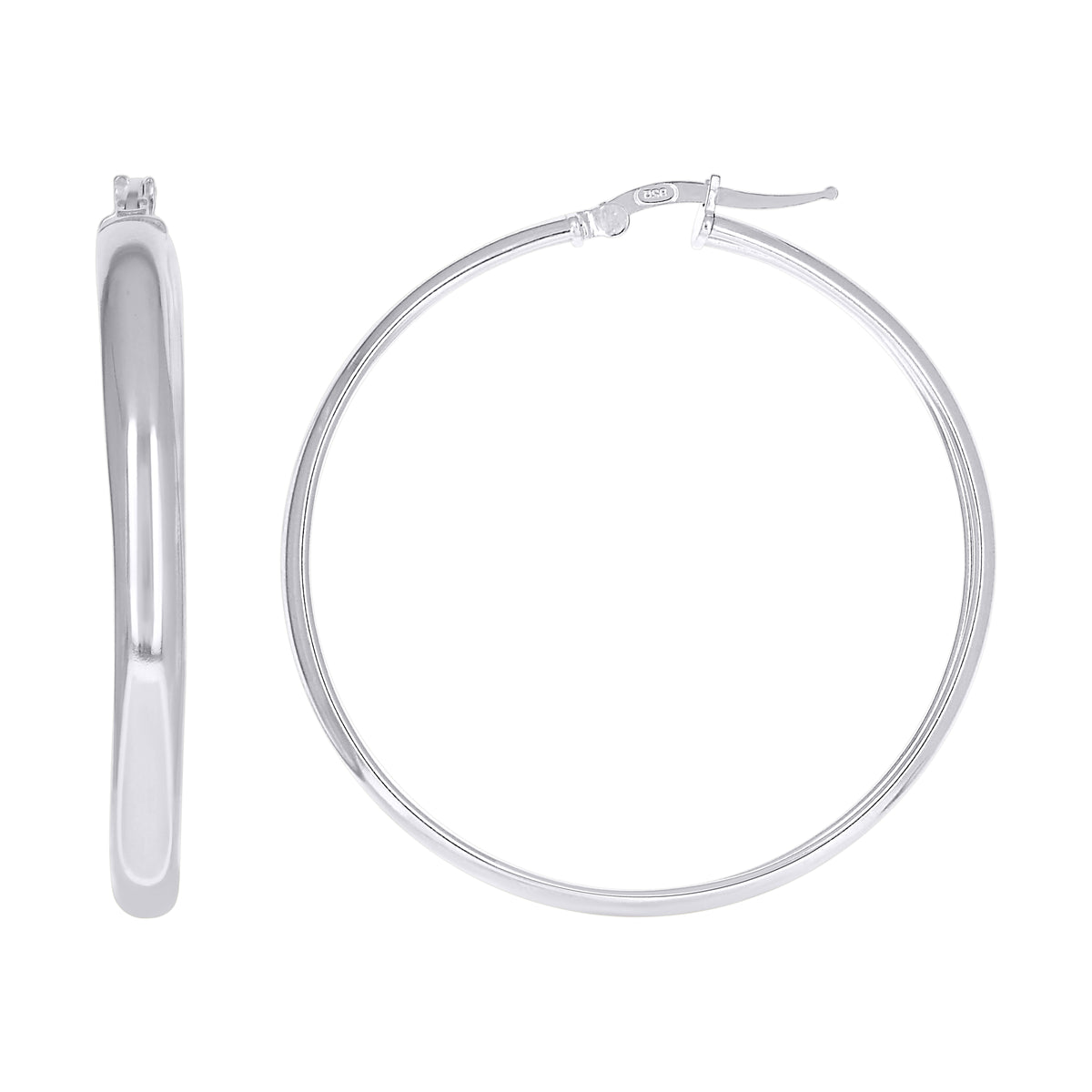 925 Sterling Silver Womens Round Tube Hoop Earrings