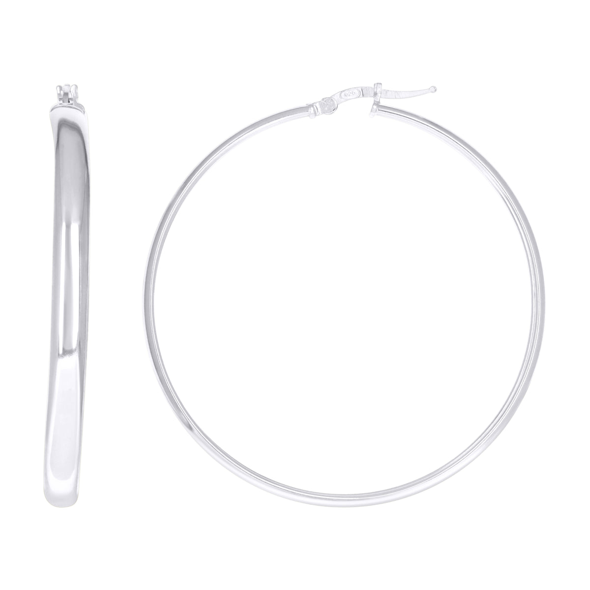 925 Sterling Silver Womens Round Tube Hoop Earrings