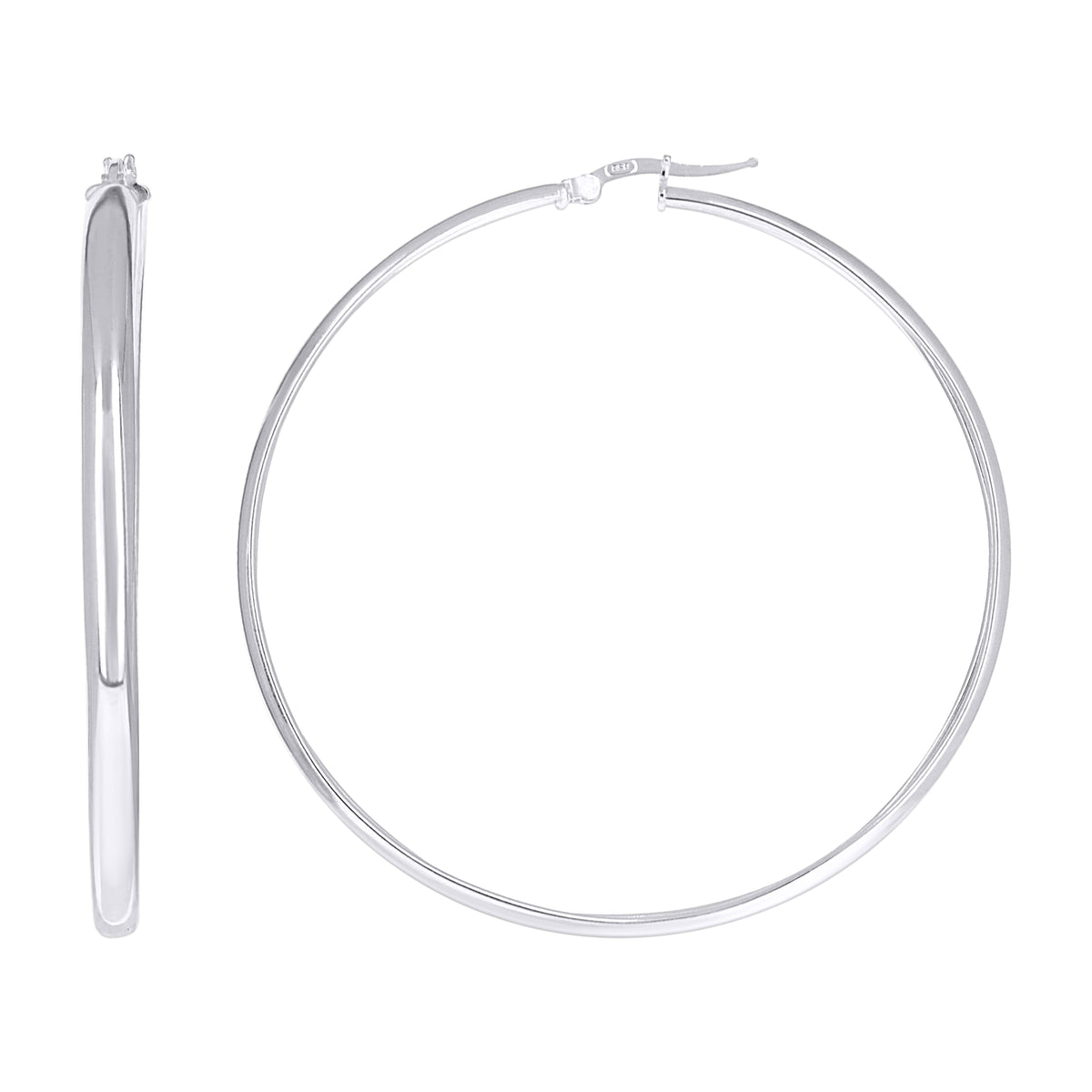 925 Sterling Silver Womens Round Tube Hoop Earrings