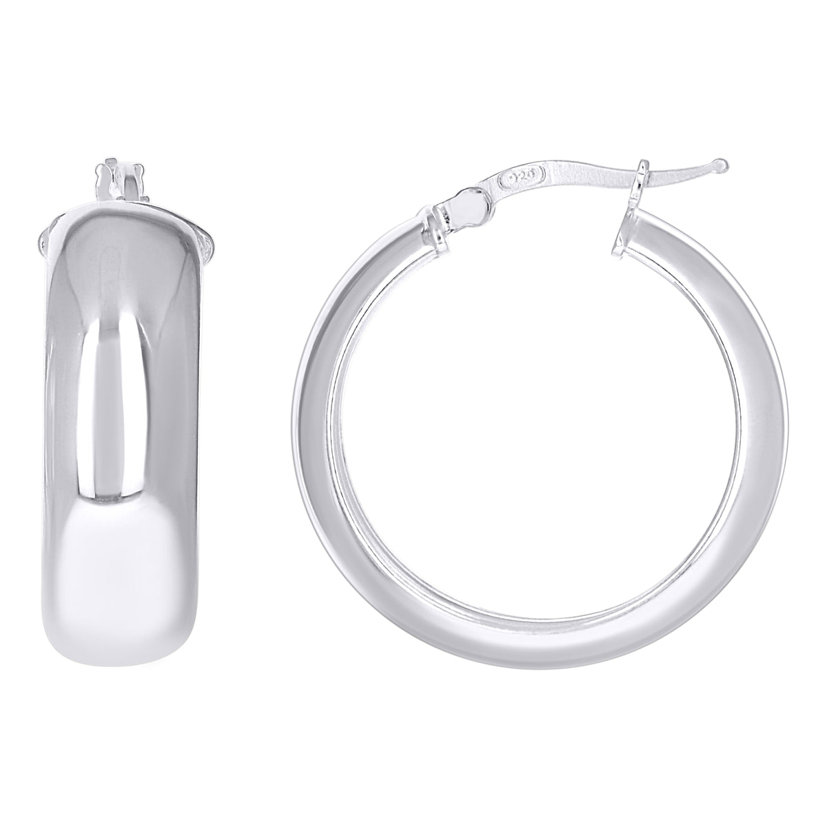 925 Sterling Silver Womens Round Tube Hoop Earrings