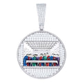 925 Sterling Silver Mens Cubic-Zirconia Enameled Last Supper Religious Charm Pendant