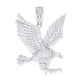 925 Sterling Silver Mens Cubic-Zirconia Bald Eagle Bird Wild Life Charm Pendant