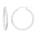 925 Sterling Silver Womens Diamond-Cut Patterned 2mm Round Tube Hoop Earrings