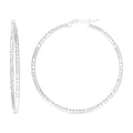 925 Sterling Silver Womens Diamond-Cut Patterned 2mm Round Tube Hoop Earrings