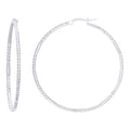 925 Sterling Silver Womens Diamond-Cut Patterned 2mm Round Tube Hoop Earrings