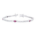 925 Sterling Silver Womens Oval Round Purple White Cubic-Zirconia Tennis Bracelet 7 Inches