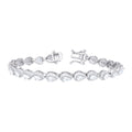 925 Sterling Silver Womens Pear Round Cubic-Zirconia Teardrop Fashion Link Bracelet 7 Inches