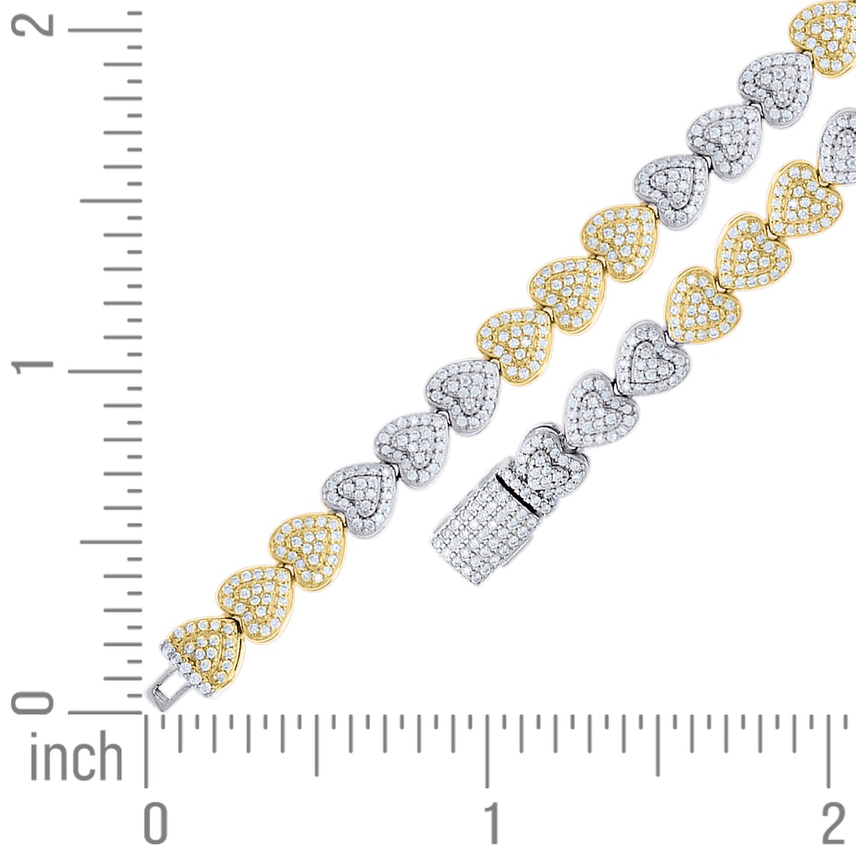 925 Sterling Silver Yellow-Tone Womens Moissanite Heart Link Bracelet 7 Inches