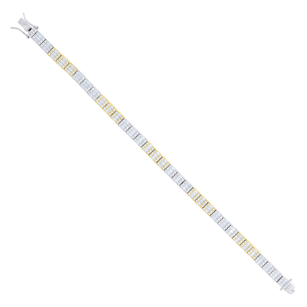 925 Sterling Silver Yellow-Tone Womens Moissanite Square Tennis Chain Bracelet 7.5 Inches