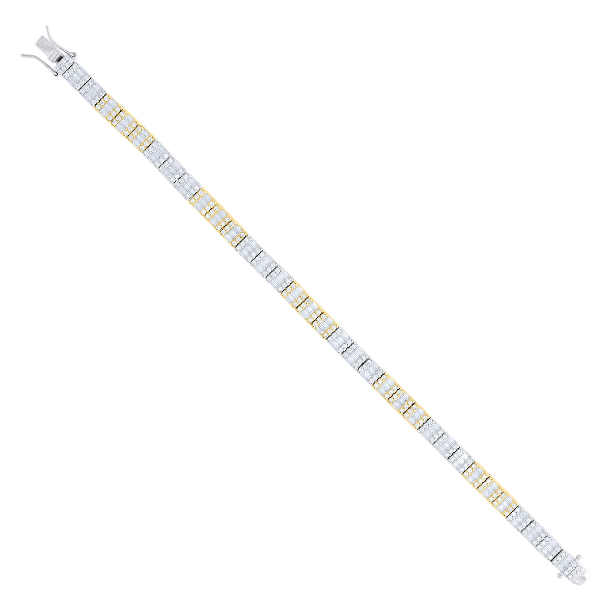 925 Sterling Silver Yellow-Tone Womens Moissanite Square Tennis Chain Bracelet 7.5 Inches