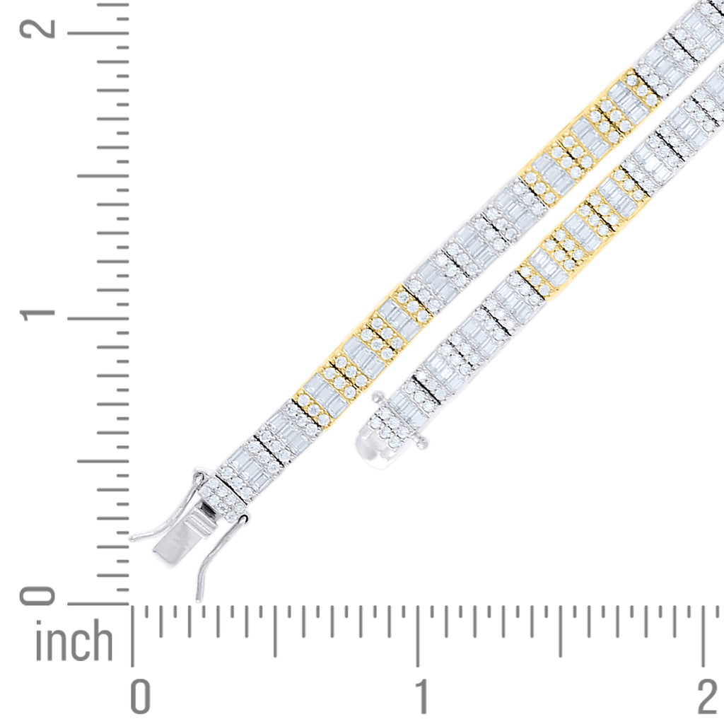 925 Sterling Silver Yellow-Tone Womens Moissanite Square Tennis Chain Bracelet 7.5 Inches