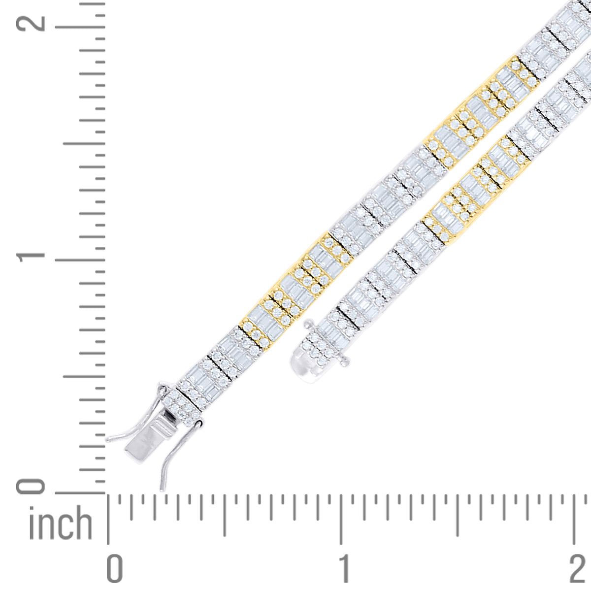 925 Sterling Silver Yellow-Tone Womens Moissanite Square Tennis Chain Bracelet 7.5 Inches