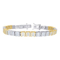 925 Sterling Silver Yellow-Tone Womens Moissanite Square Tennis Chain Bracelet 7.5 Inches
