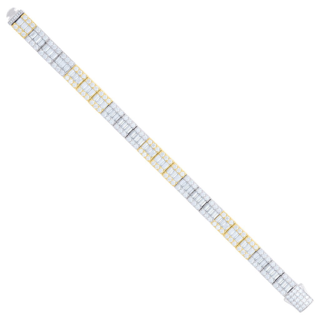 925 Sterling Silver Yellow-Tone Unisex Moissanite Square Tennis Chain Bracelet 8 Inches