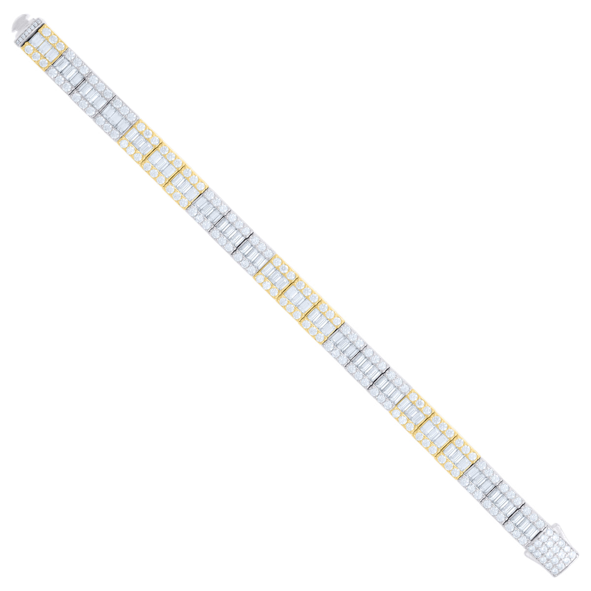 925 Sterling Silver Yellow-Tone Unisex Moissanite Square Tennis Chain Bracelet 8 Inches
