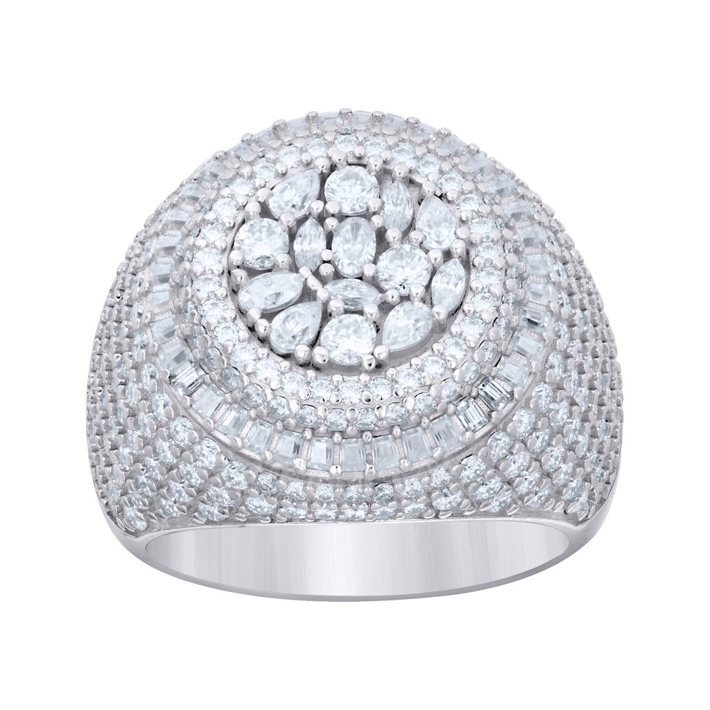 925 Sterling Silver Mens Pear Oval Marquise-Cut Round Moissanite Round Head Fashion Ring