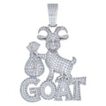 925 Sterling Silver Mens Baguette Round Moissanite Money Bag GOAT Pendant