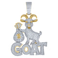 925 Sterling Silver Yellow-Tone Mens Baguette Round Moissanite Money Bag GOAT Pendant
