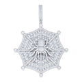 925 Sterling Silver Mens Baguette Round Moissanite Spider Insect Wildlife Pendant