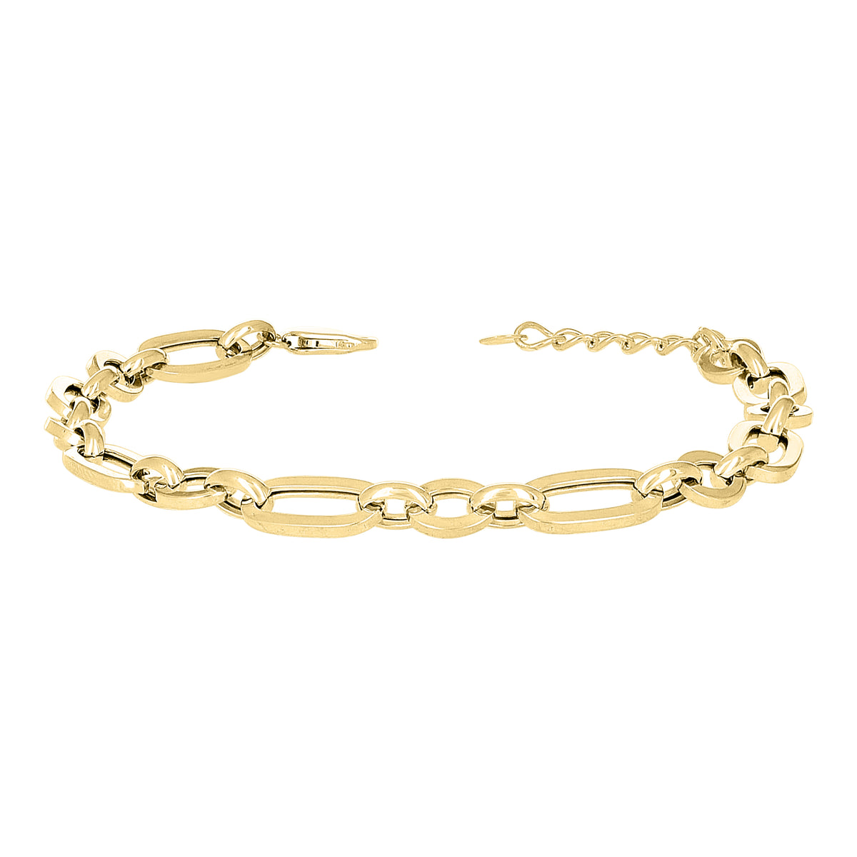 10K Yellow Gold Unisex Fashion Link Bracelet Size 8 Inches