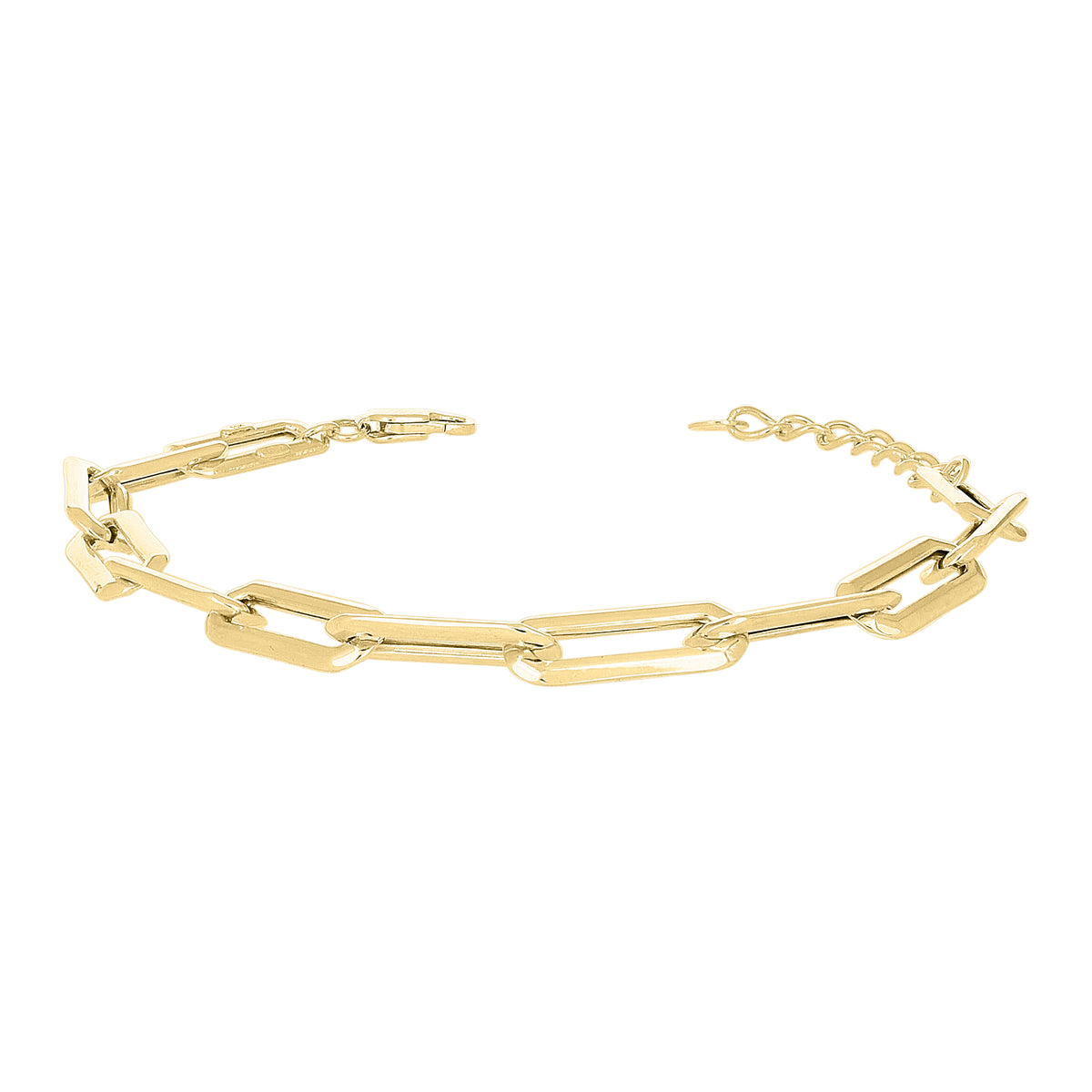 10K Yellow Gold Unisex Knife Edge Paperclip Link Bracelet Size 8 Inches