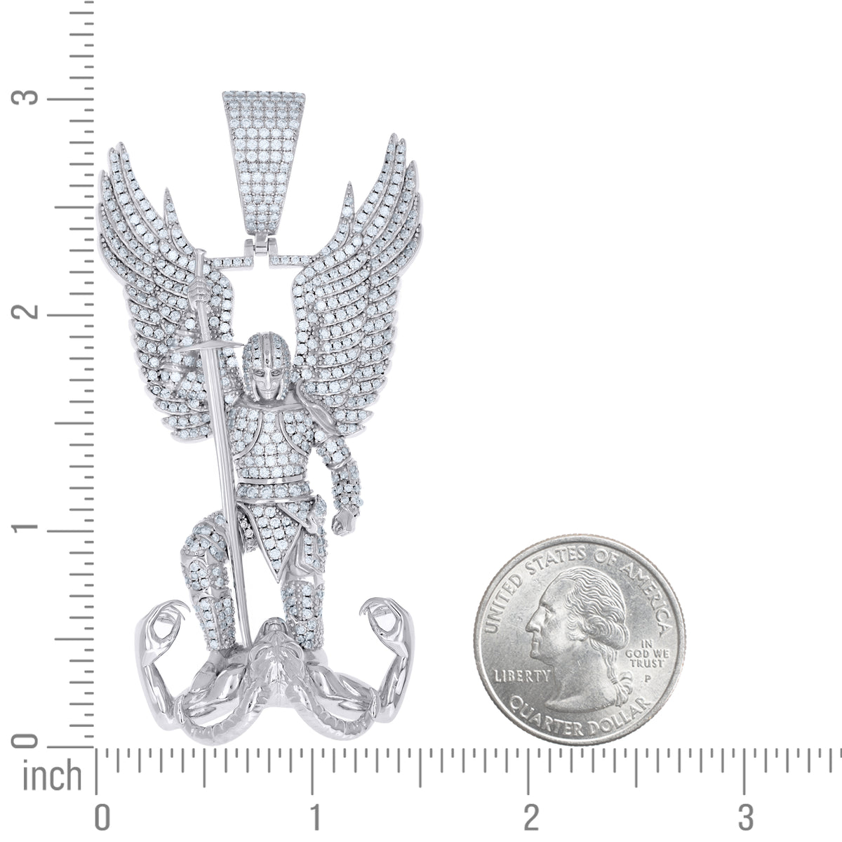 925 Sterling Silver Mens Moissanite St. Michael Religious Pendant